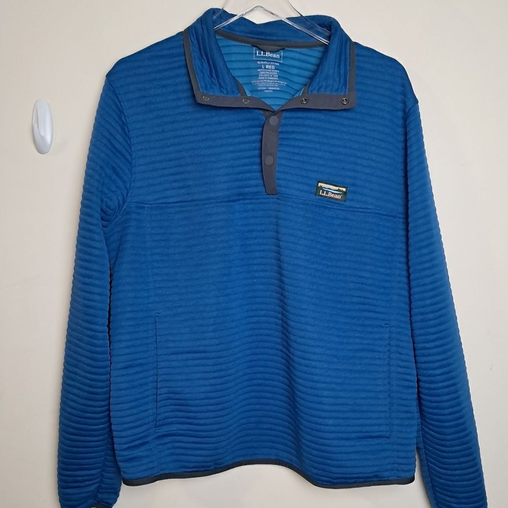 LL Bean 506874 Men's Airlight Knit Pullover Blue Slightly Fitted Medium